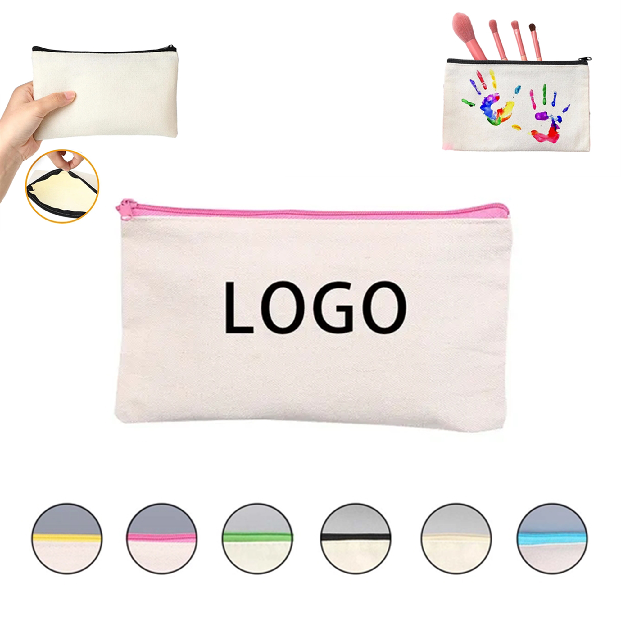 Zipper Blank Canvas Pencil Case Stationery Storage 1