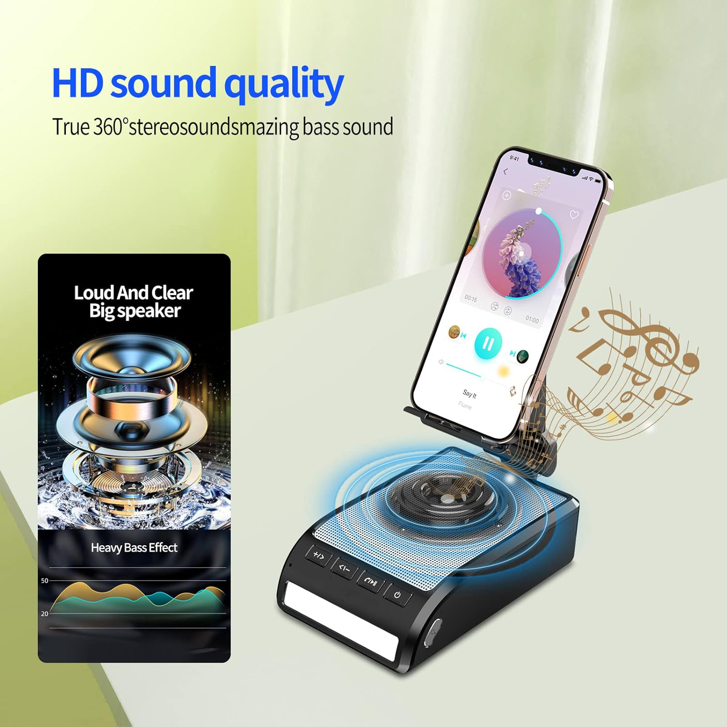 Portable Bluetooth Speaker with Phone Stand 4