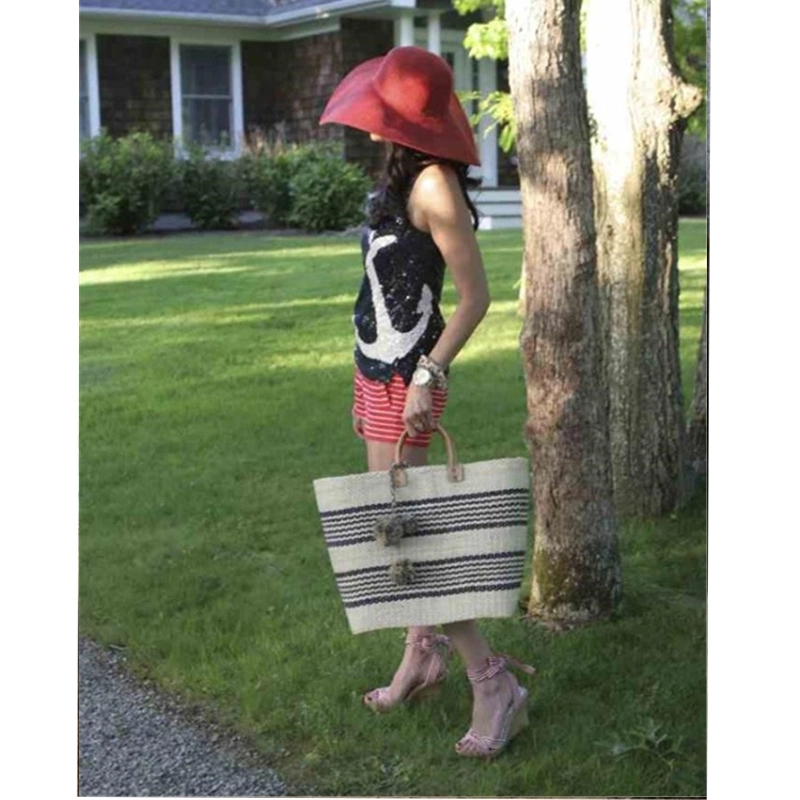 Straw Striped Beach Tote Bag 6