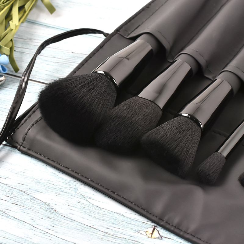 9pcs Diamond Black Makeup Brushes Set w/Bind PU Bag 12