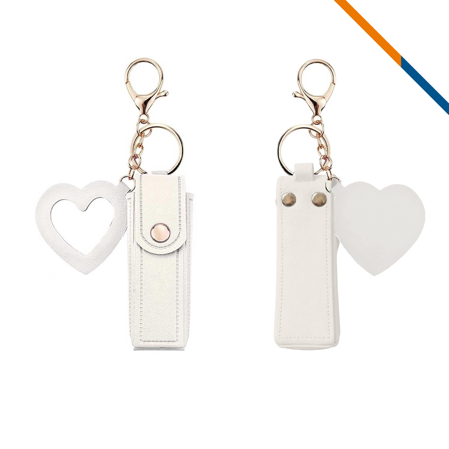 Zipin Mini PU Leather Mirror Lipstick Keychain Pouch 5