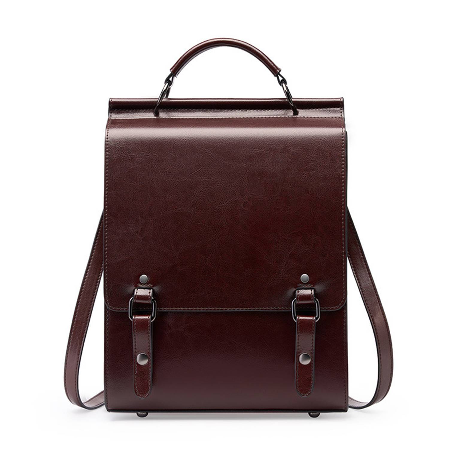 Genuine Leather Ladies Vintage Large Black College Backpacks 2