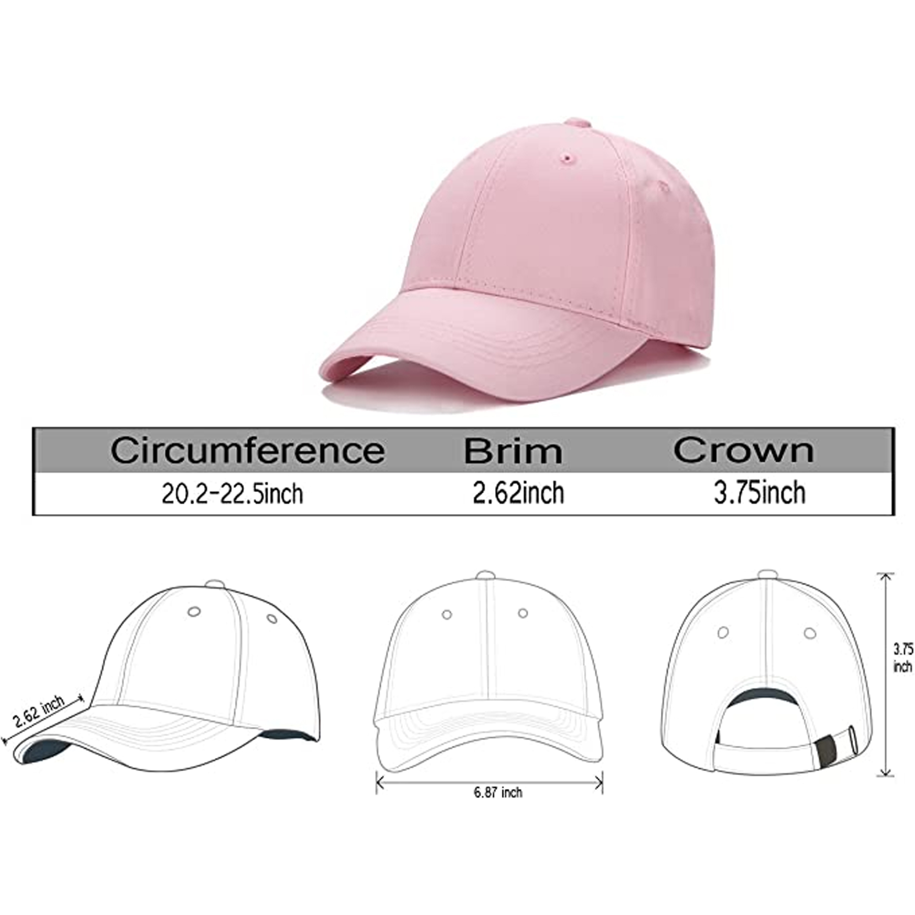 Kids Plain Cotton Adjustable Baseball Cap 3