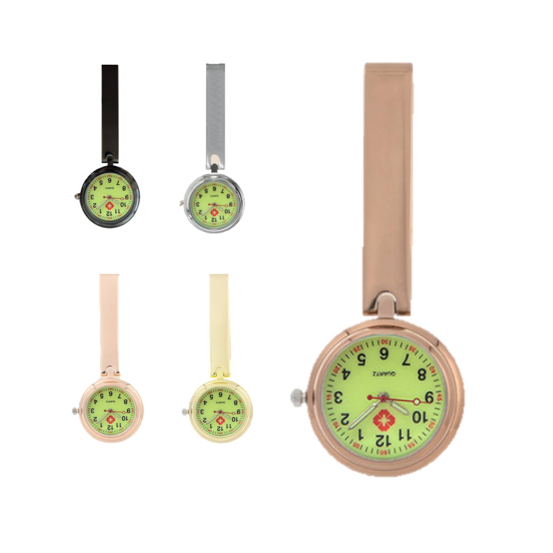 Luminous Stainless Steel Clip Brooch Nurse Watch 2