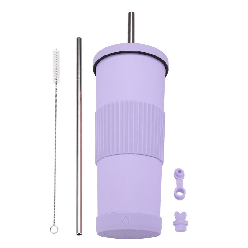Straw Insulated Tumbler Stainless Steel with Lid 19
