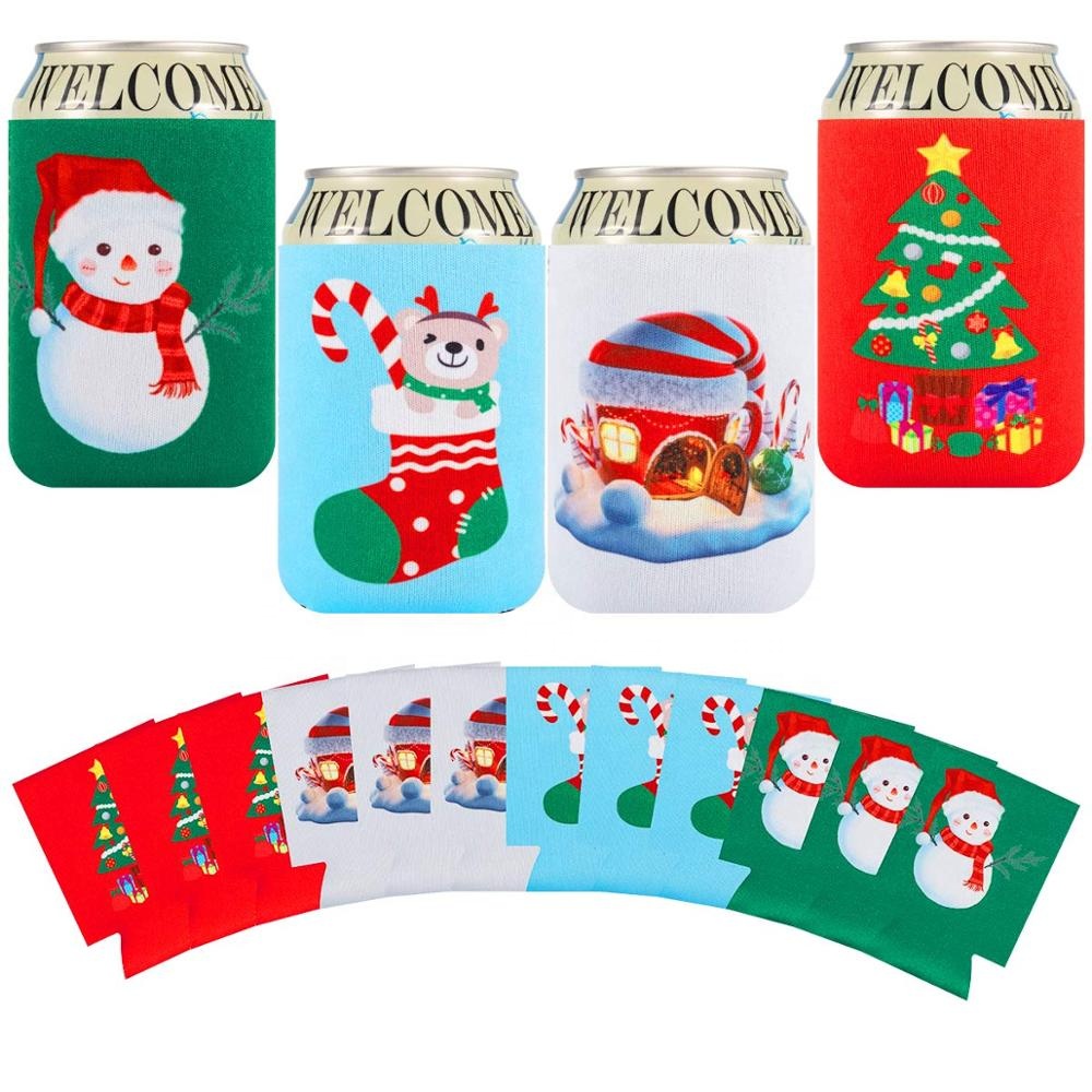 Christmas Neoprene Can Coolers, custom koozie with logo imprint 2