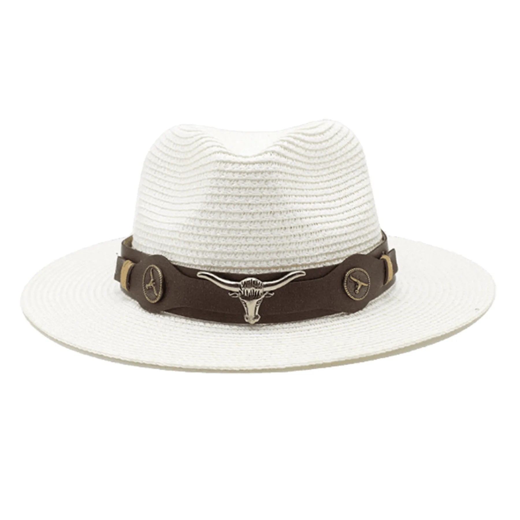 Men'S Jazz Summer Beach Sun Protective Straw Hat 6
