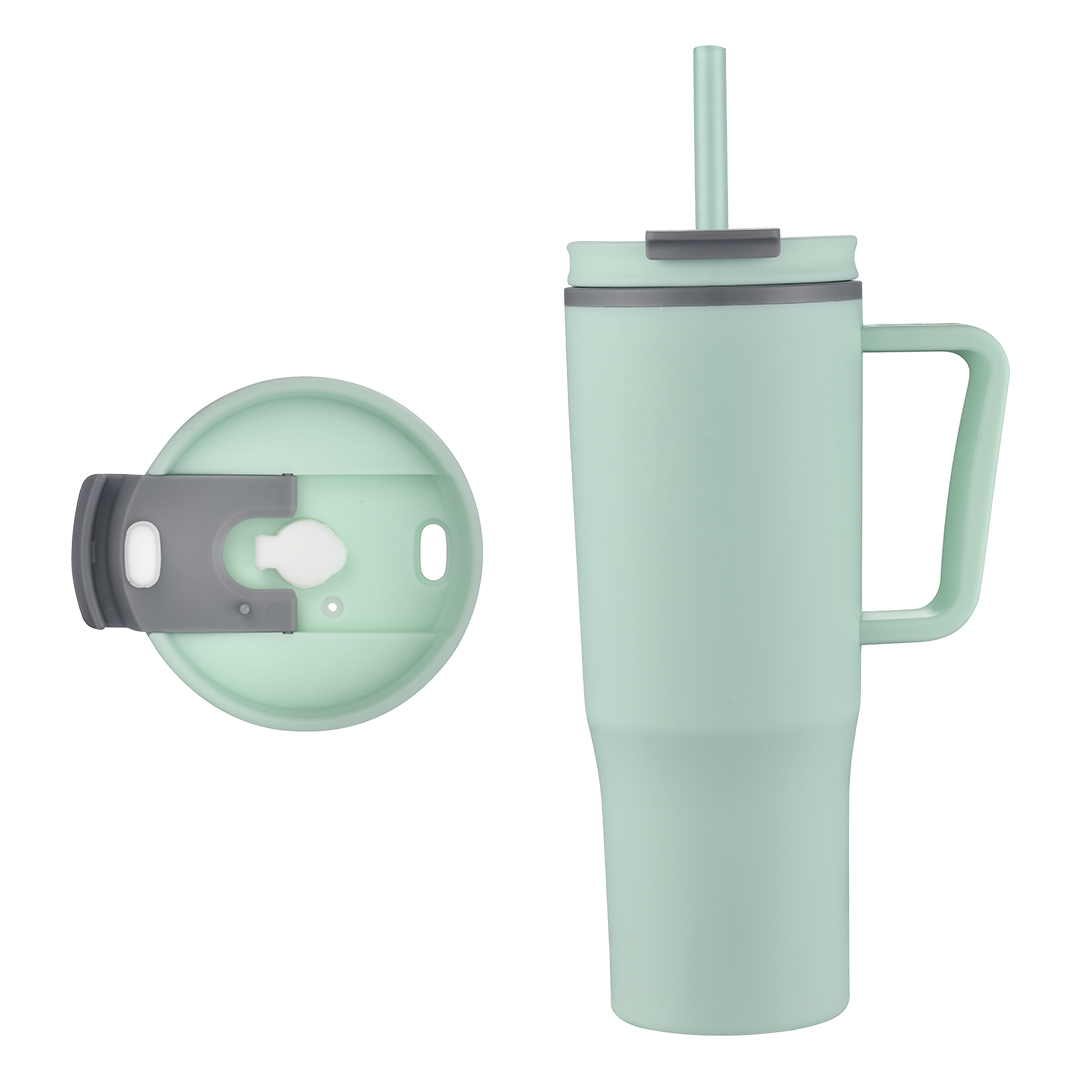 EcoSip 30oz Double Wall Plastic Travel Tumbler with Handle & Straw 5