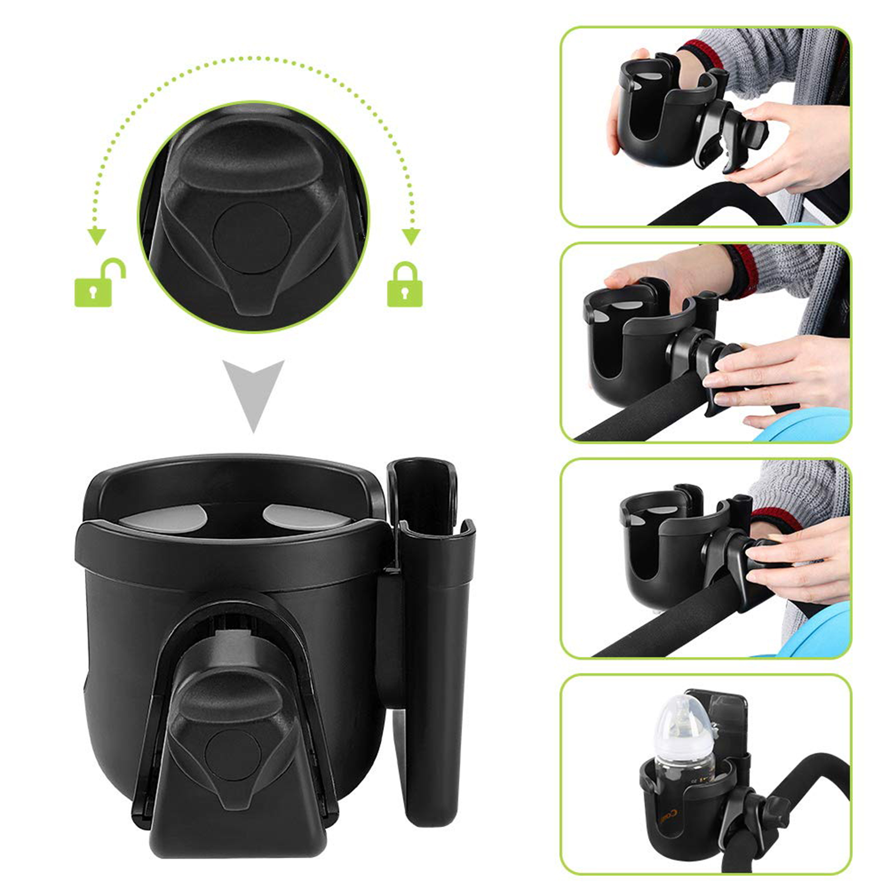Stroller Cup Holder with Phone Holder 2