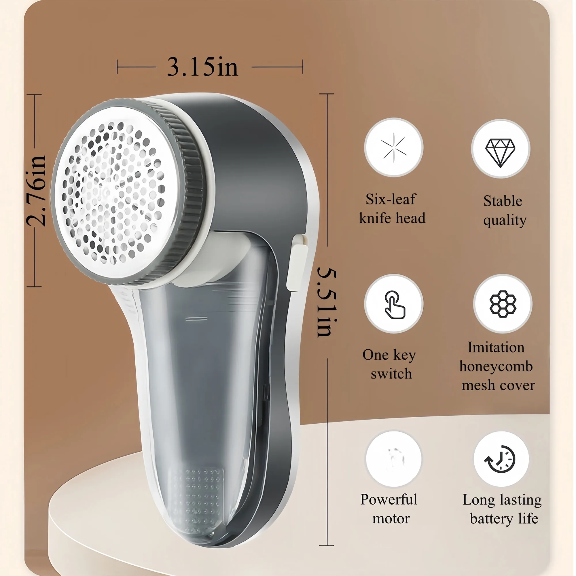 6-Blade Fabric Shaver With Honeycomb Mesh & Visual Storage 3