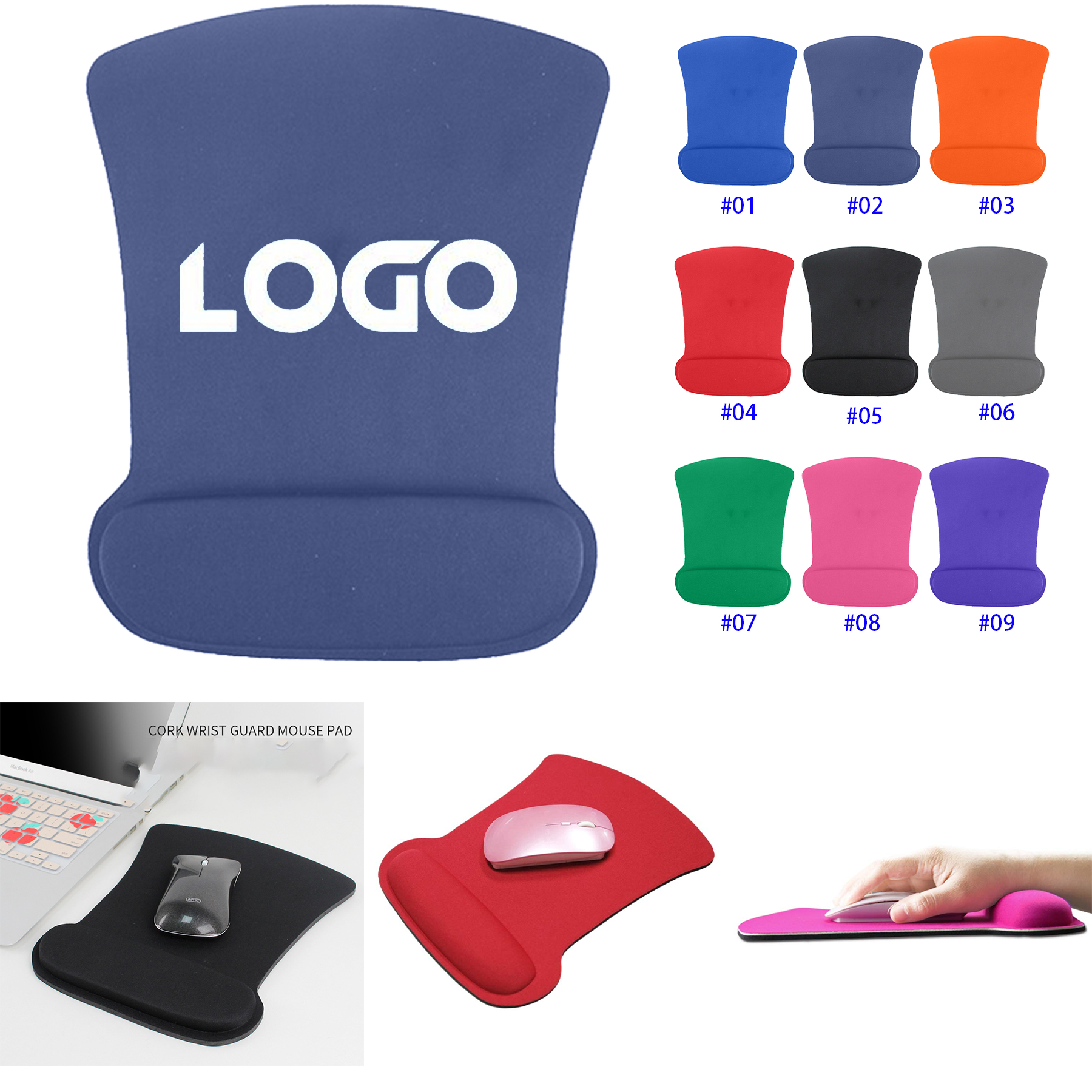 Rectangular Gel Computer Mouse Pad with Wrist Support Rest 2