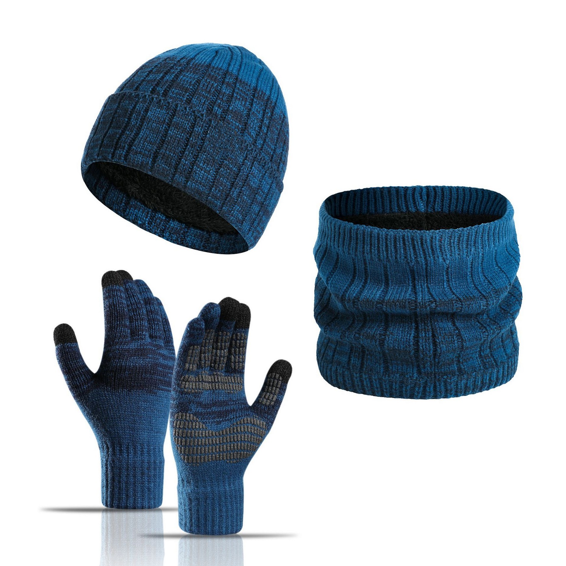 3PCS Winter Beanie Neck Gaiter Gloves Set 3