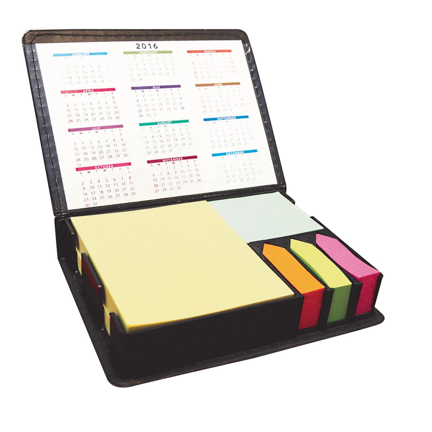 PVC Black Desk Caddy w/2 Pastel Colored Sticky Notes 3