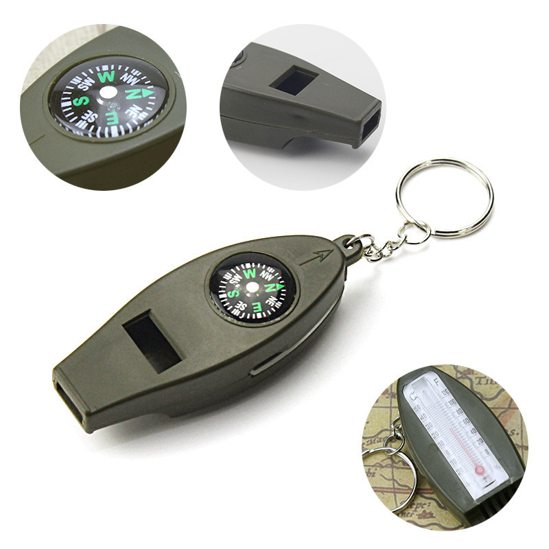 Mini 4 in 1 compass with whistle ,magnifier, compass, and two-scale thermometer. 1