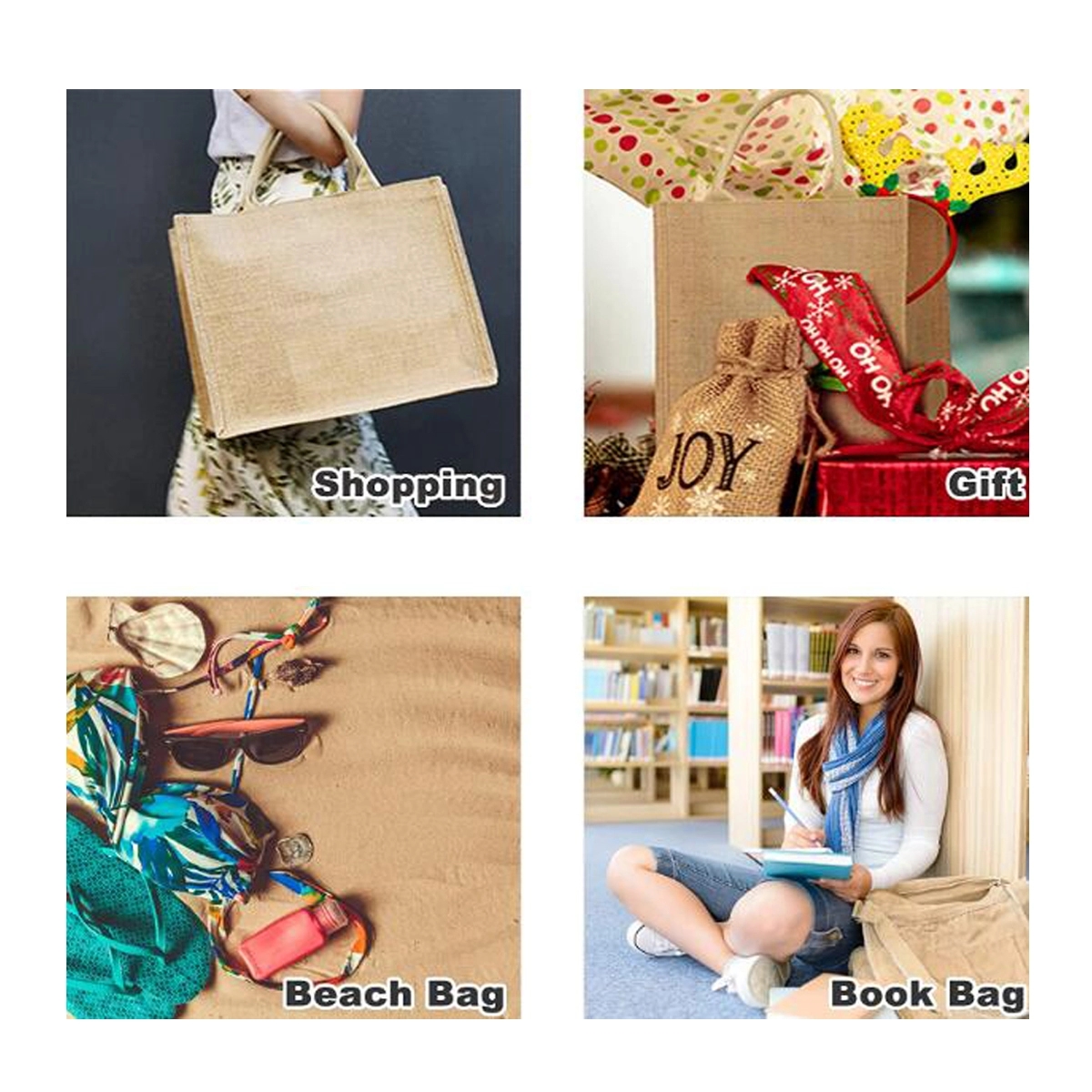 13" Large Natural Jute Tote Bag For Beach 4