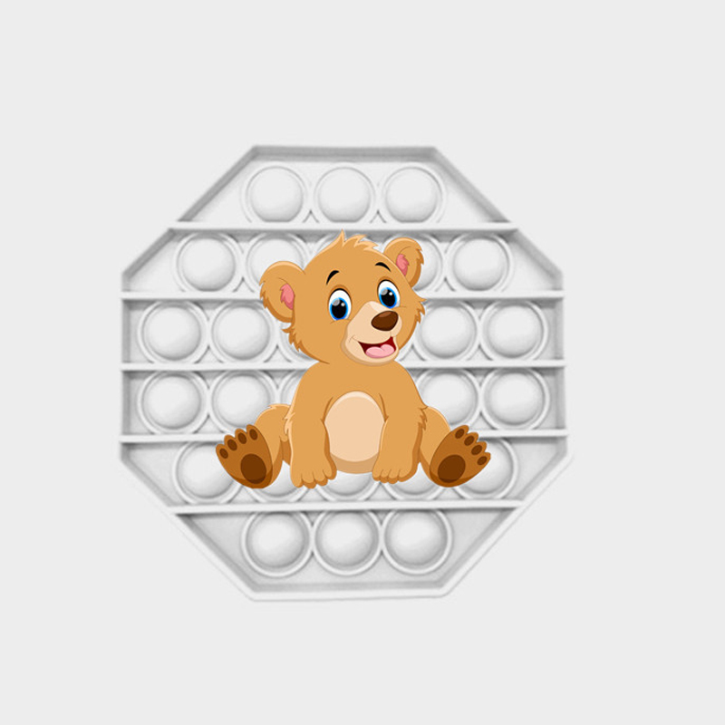 White Octagon Anti-Anxiety Bubble Fidget Toy w/UV Imprint 6