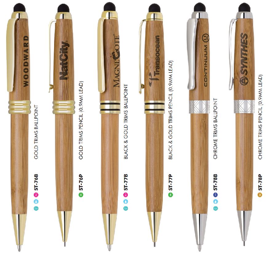 Bamboo Stylus Ballpoint or Gel Pens 7