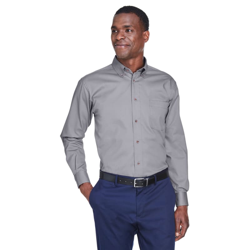 Harriton Men's Tall Easy Blend™ Long-Sleeve Twill Shirt With Stain-Release 20