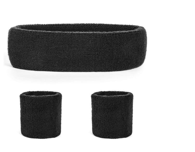 1 Headband And 2 Wristbands Set with Embroidery Logo