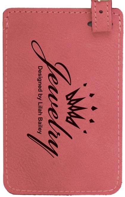 Pink Faux Leather Luggage Tag 1