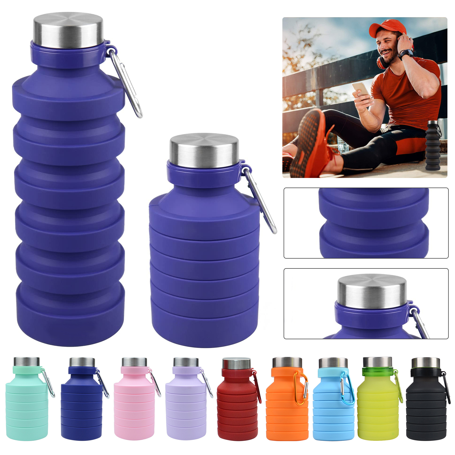Reuseable Collapsible Silicone Water Bottle 1