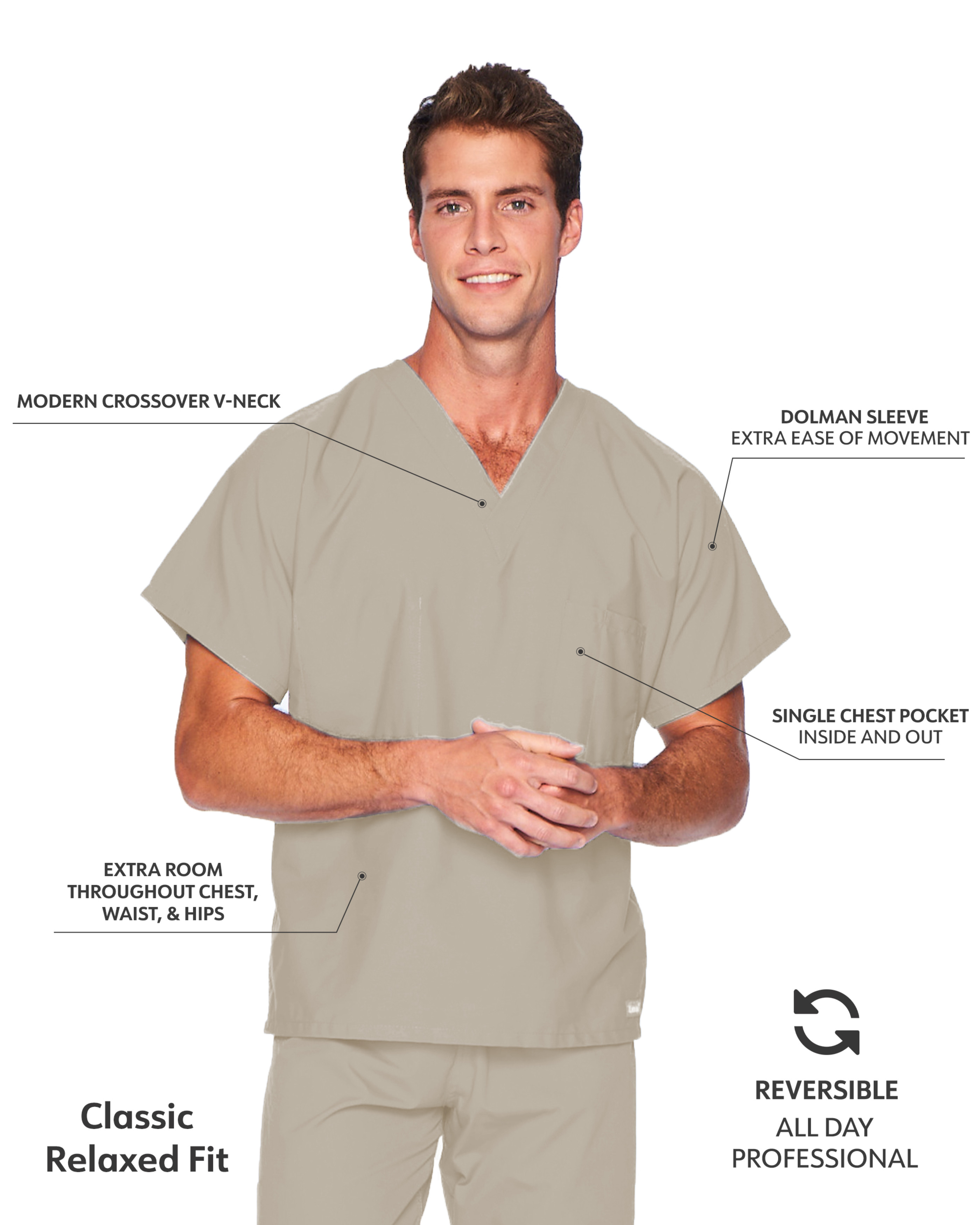 Landau - Essentials - Unisex One-Pocket Reversible V-Neck Top 23