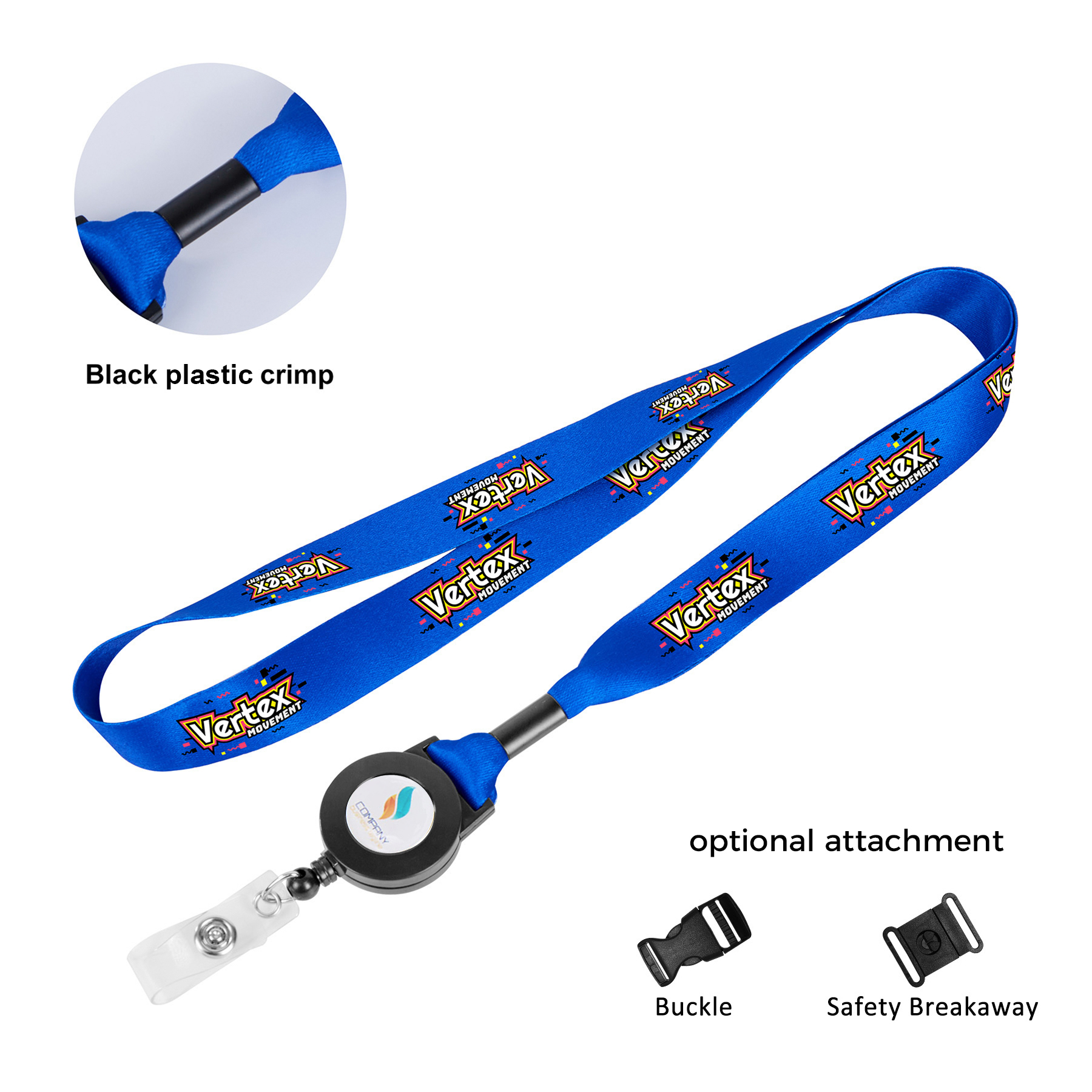 3/4" Dye-Sublimated Lanyard W/Retractable Badge Reel Combo & Plastic Crimp 2