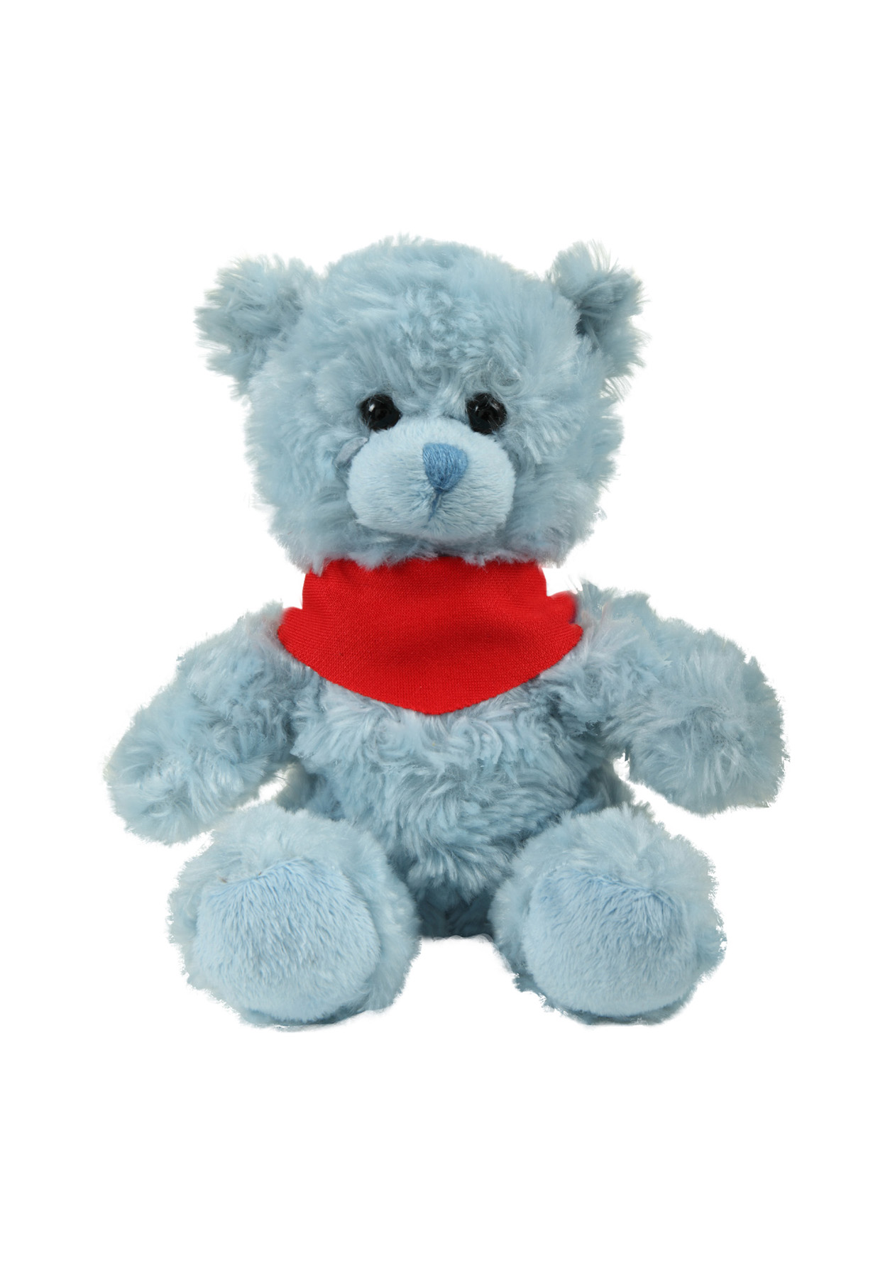 soft plush Blue Curly Sitting Bear with bandana 2