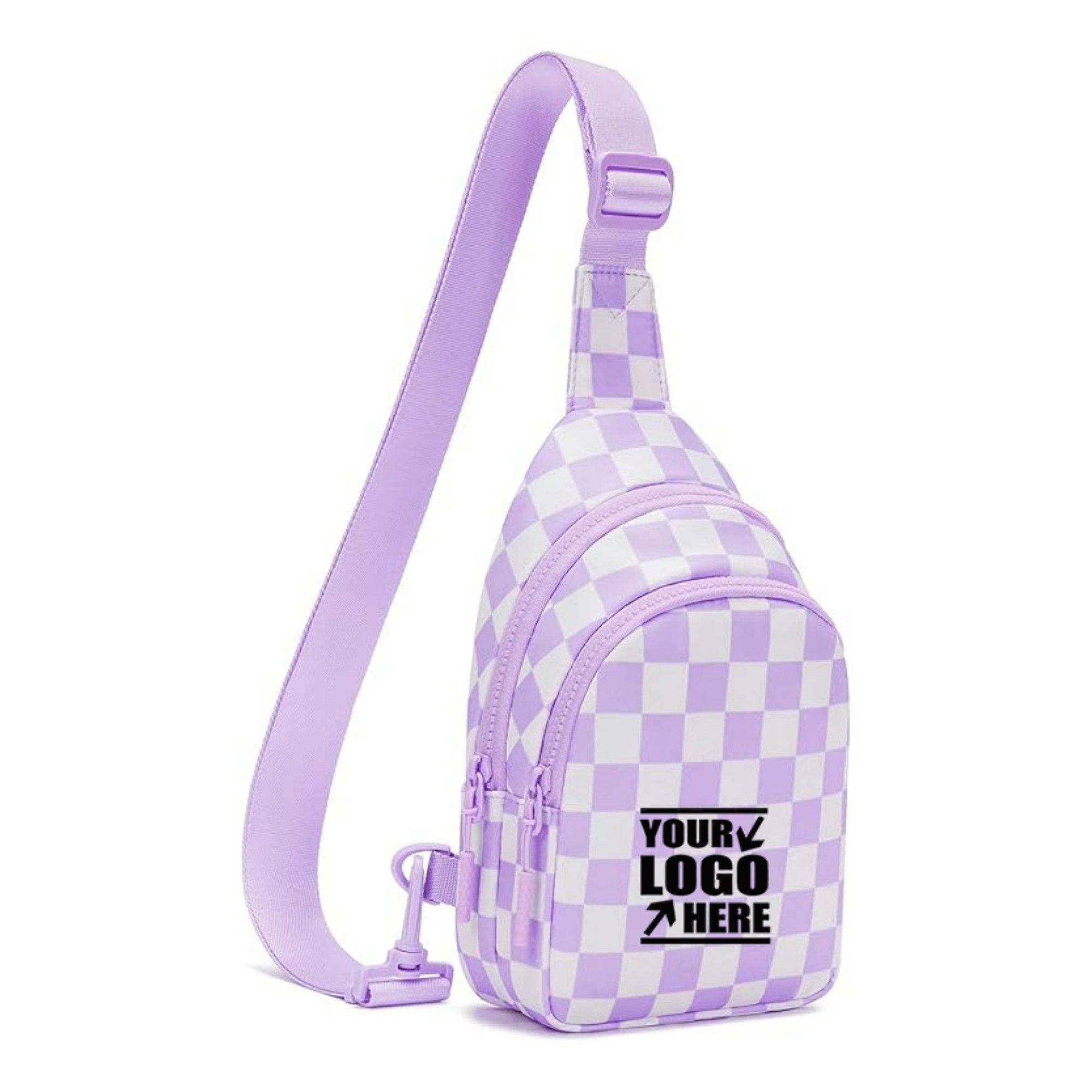 Nylon Chest Bag With Grid Pattern 2
