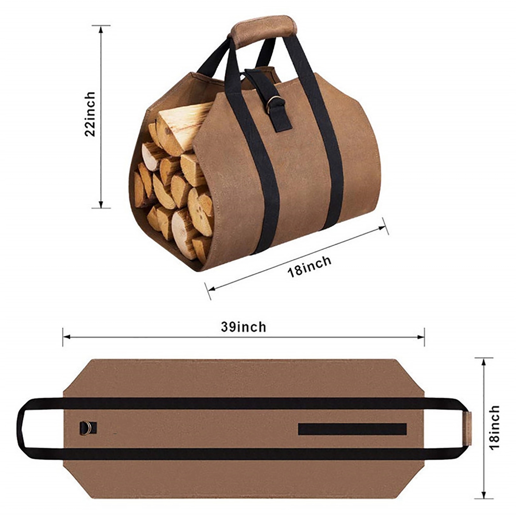 Log Carrier For Firewood 39 In X 18In Waxed Canvas Bag 7