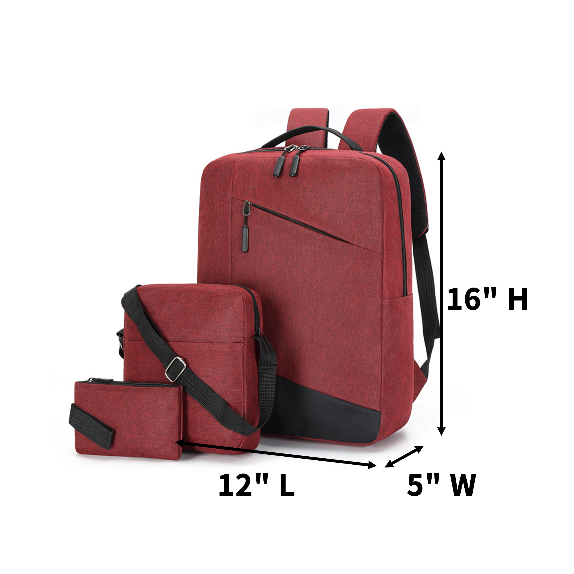 Three Piece Backpack Crossbody And Pouch Set Polyester 6
