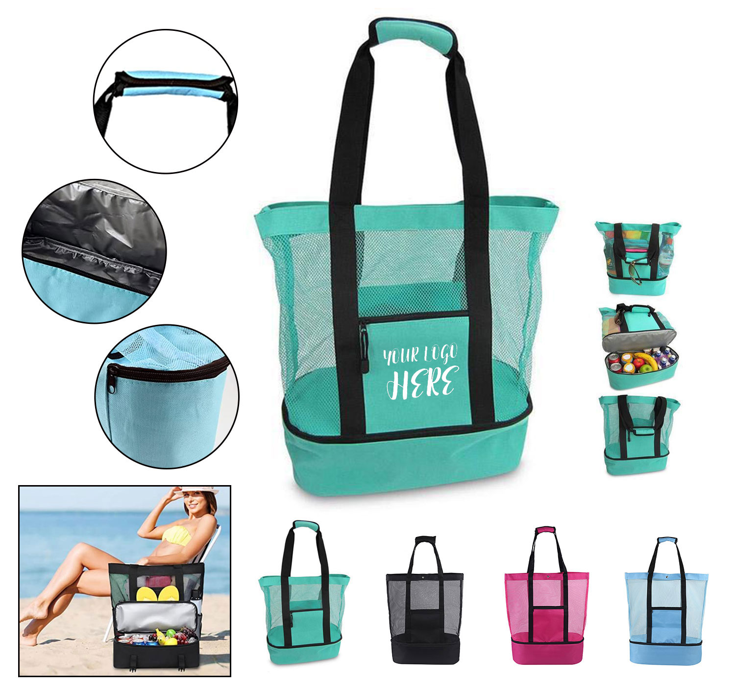 Mesh Beach Bag With Cooler 2