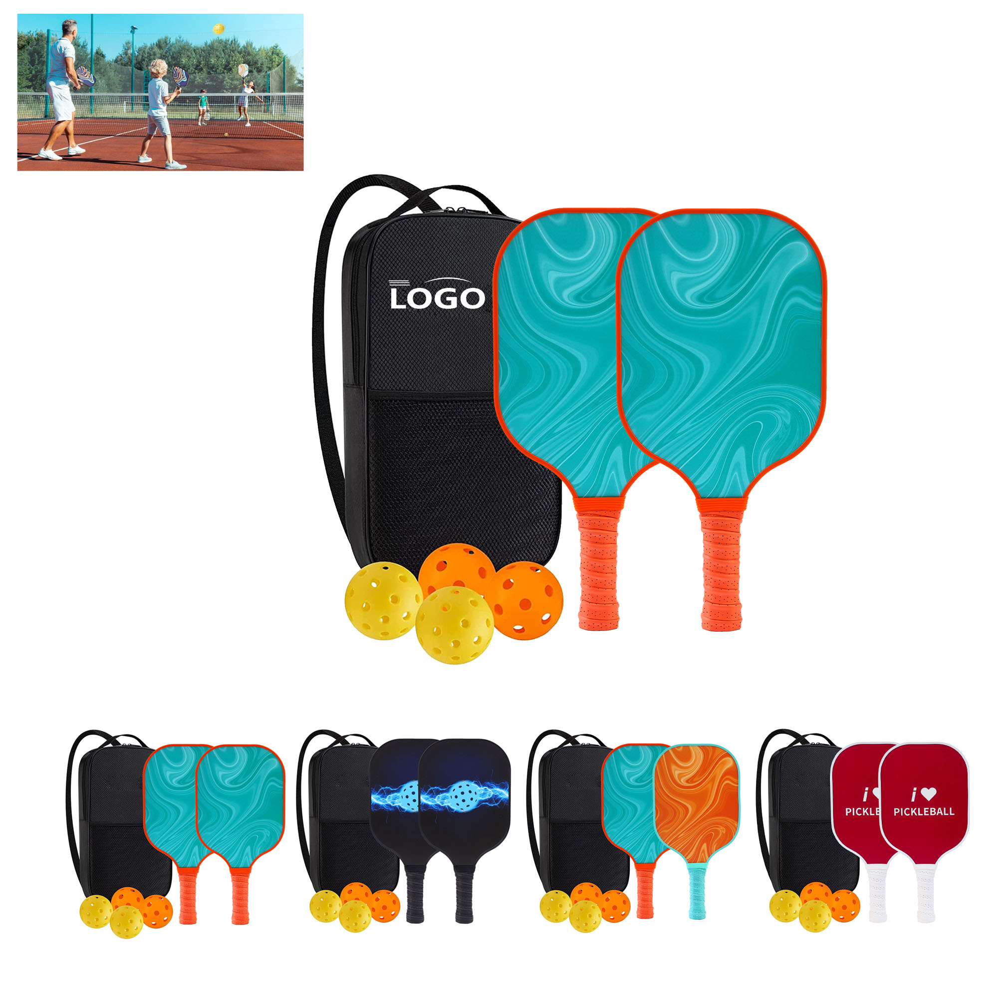 Customizable Pickleball Set Of 2 Beats+4 Balls+1 Pack 3