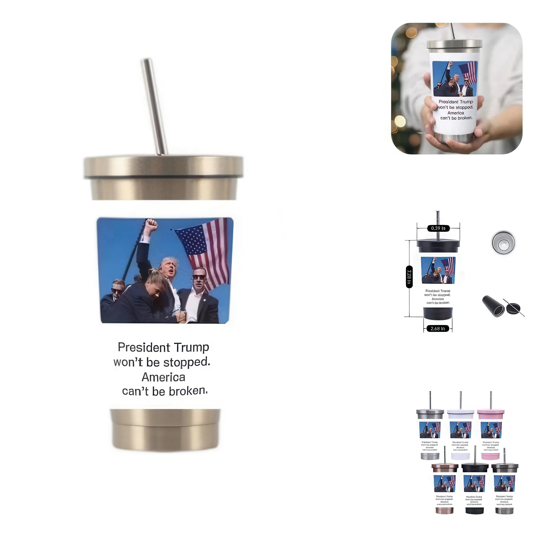 President Trump Printed Stainless Steel Sipper Cup 1
