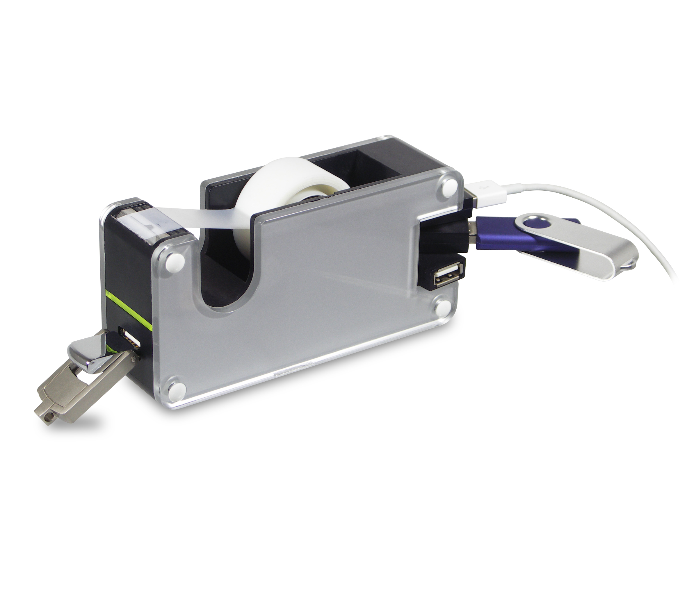 470HUB - Desktop Tape Dispenser & 4-Port USB Hub 4