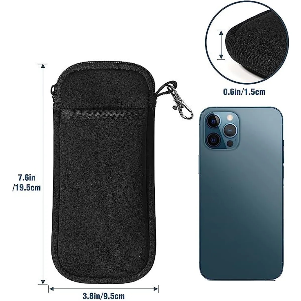 Portable Neoprene Cell Phone Storage Pouch with Keychain 4