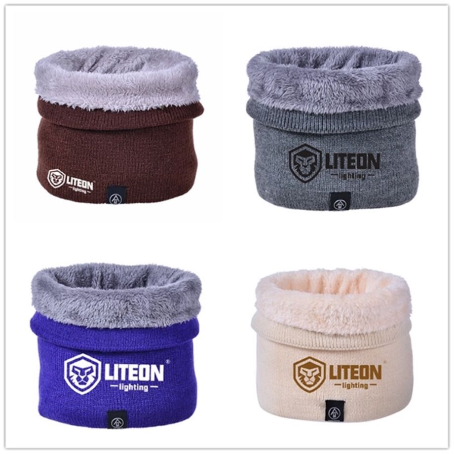 Double-Layer Knitted Fleece Neck Warmer Gaiter Ring Scarf 4