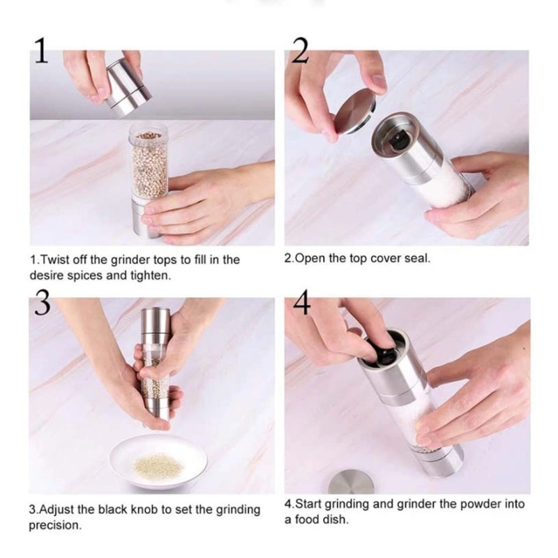 Custom 2 in 1 Pepper Grinders With Adjustable Ceramic Rotor 3