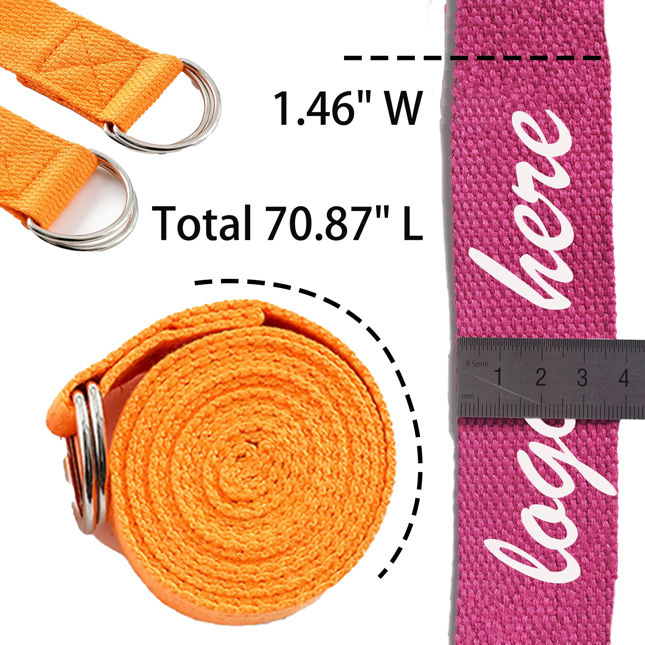70"L Yoga Fitness Band  Metal Buckle Polyester Cotton 2