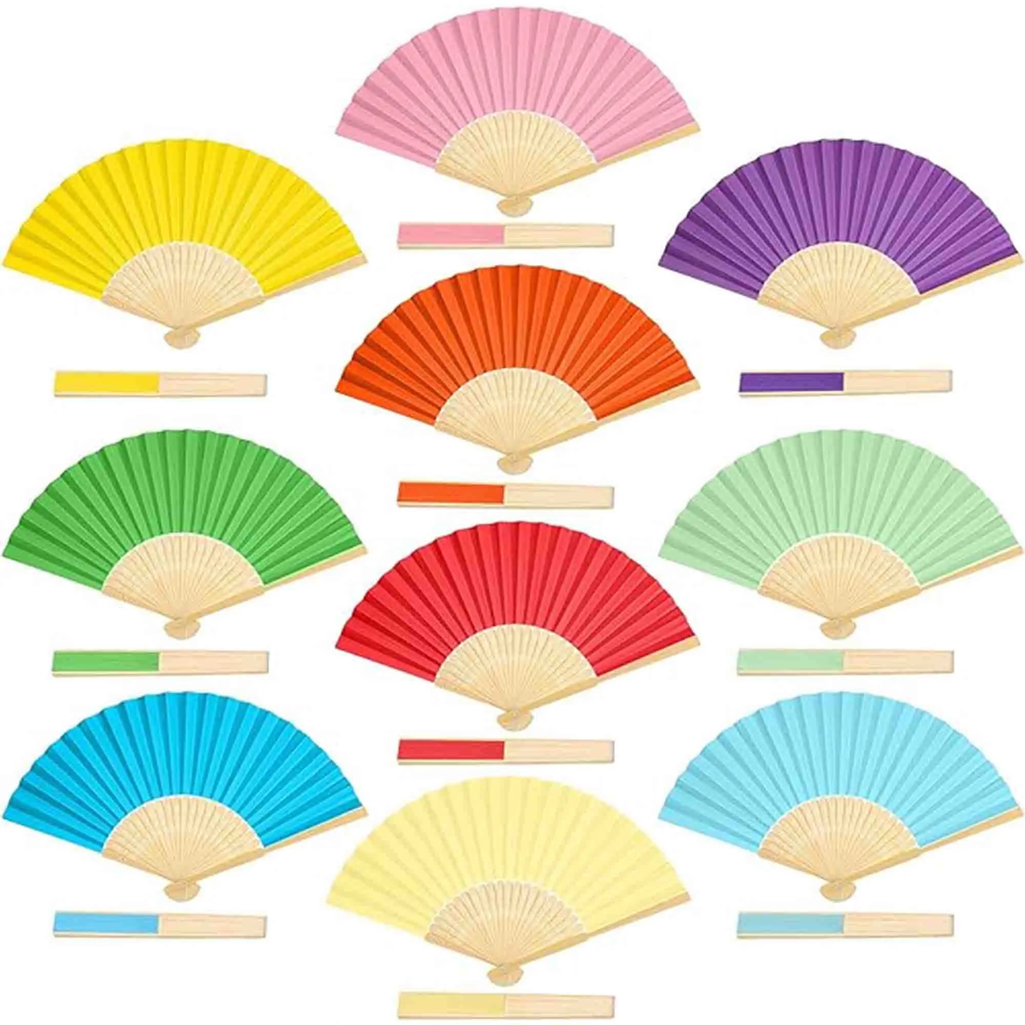 Full-color Folding Bamboo Paper Hand Fan