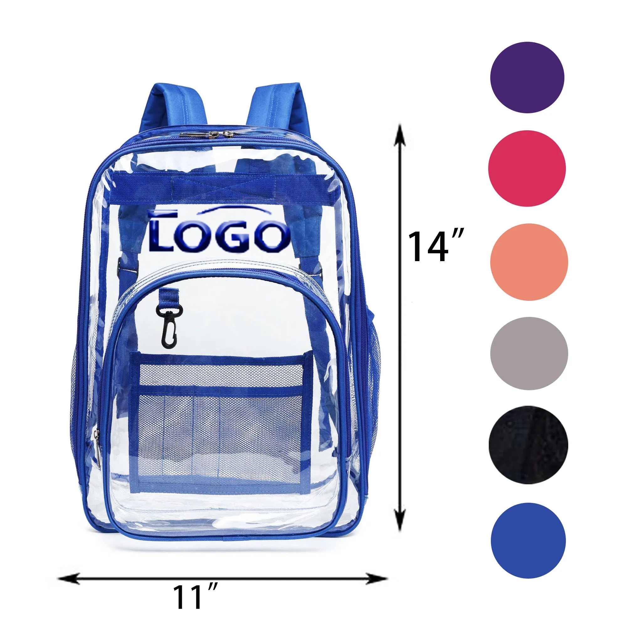 5"Wx11"Lx14" HClear Backpack PVC Transparent Bag 7