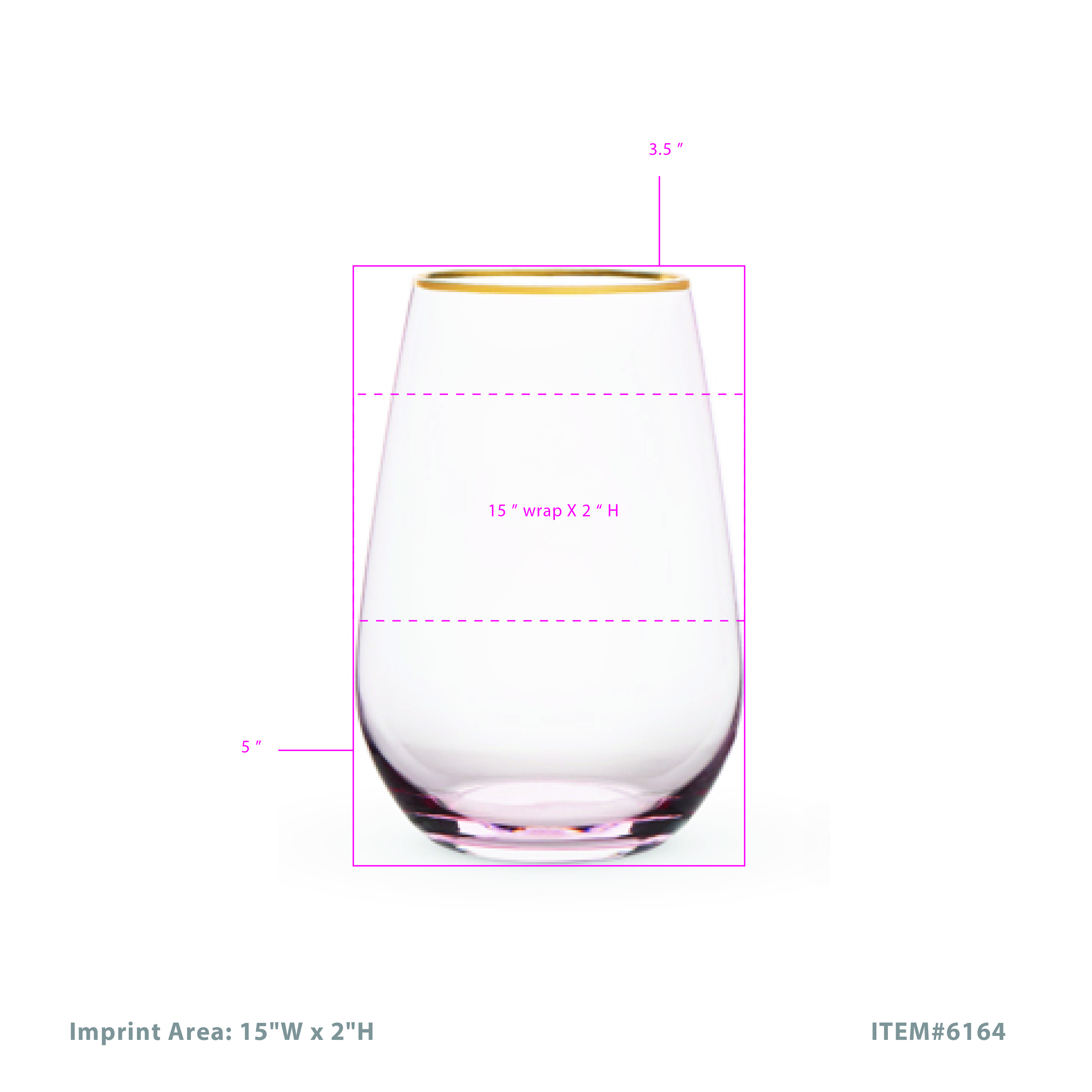 Twine Living® Rose Crystal Stemless Wine Glass, set of 2 7