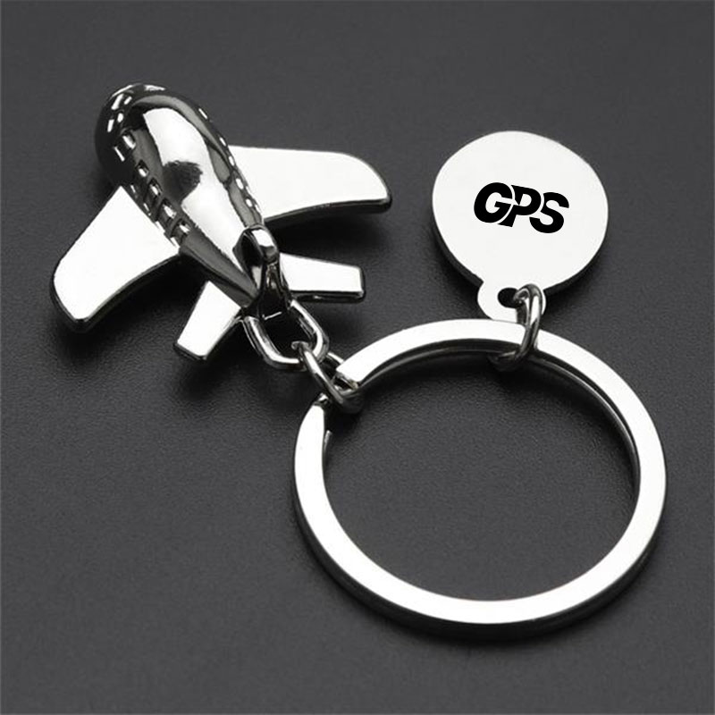 3 5/8 " Fashion Polished Silver Airplane Shaped Keychain 3