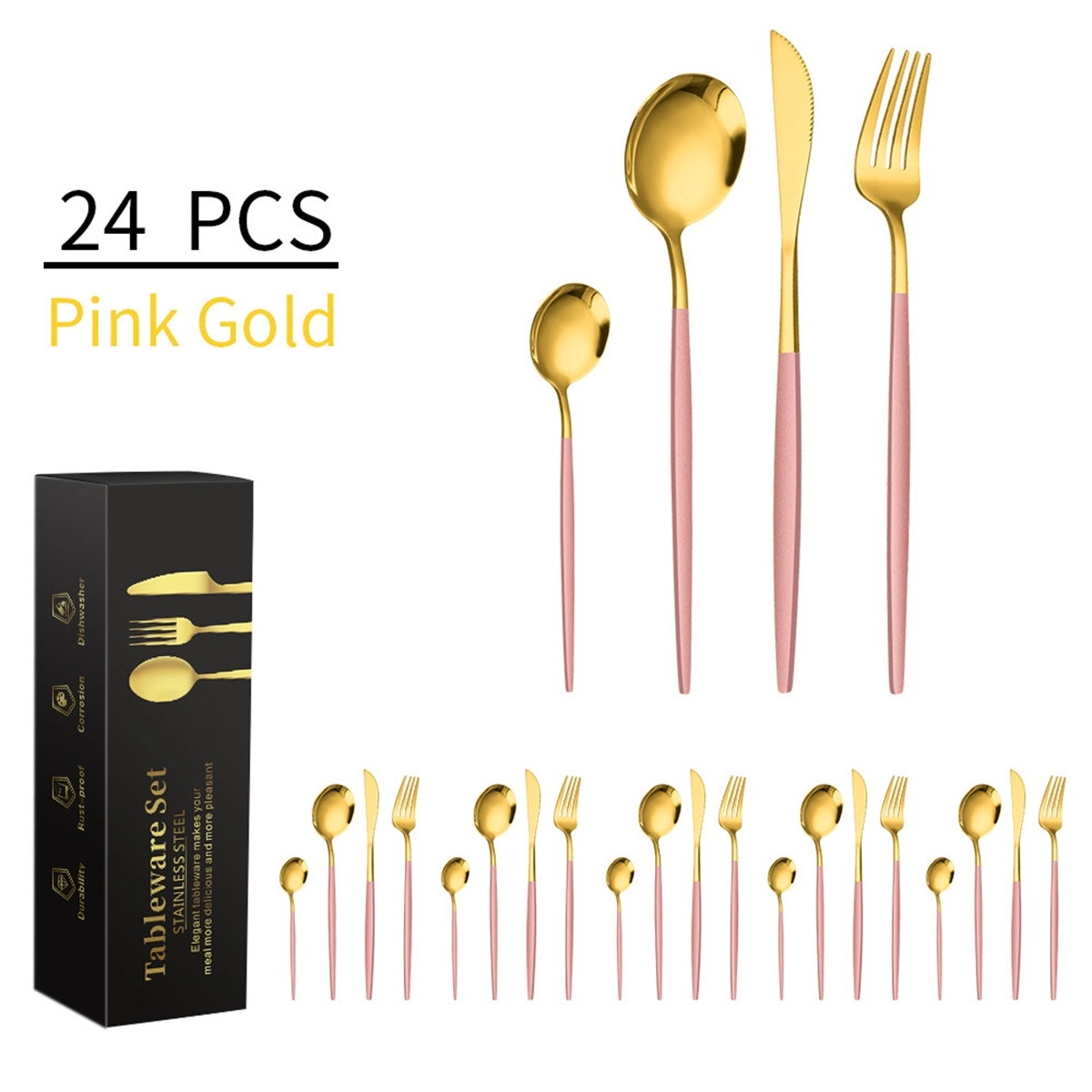 24pcs Stainless Steel Tableware Set 4