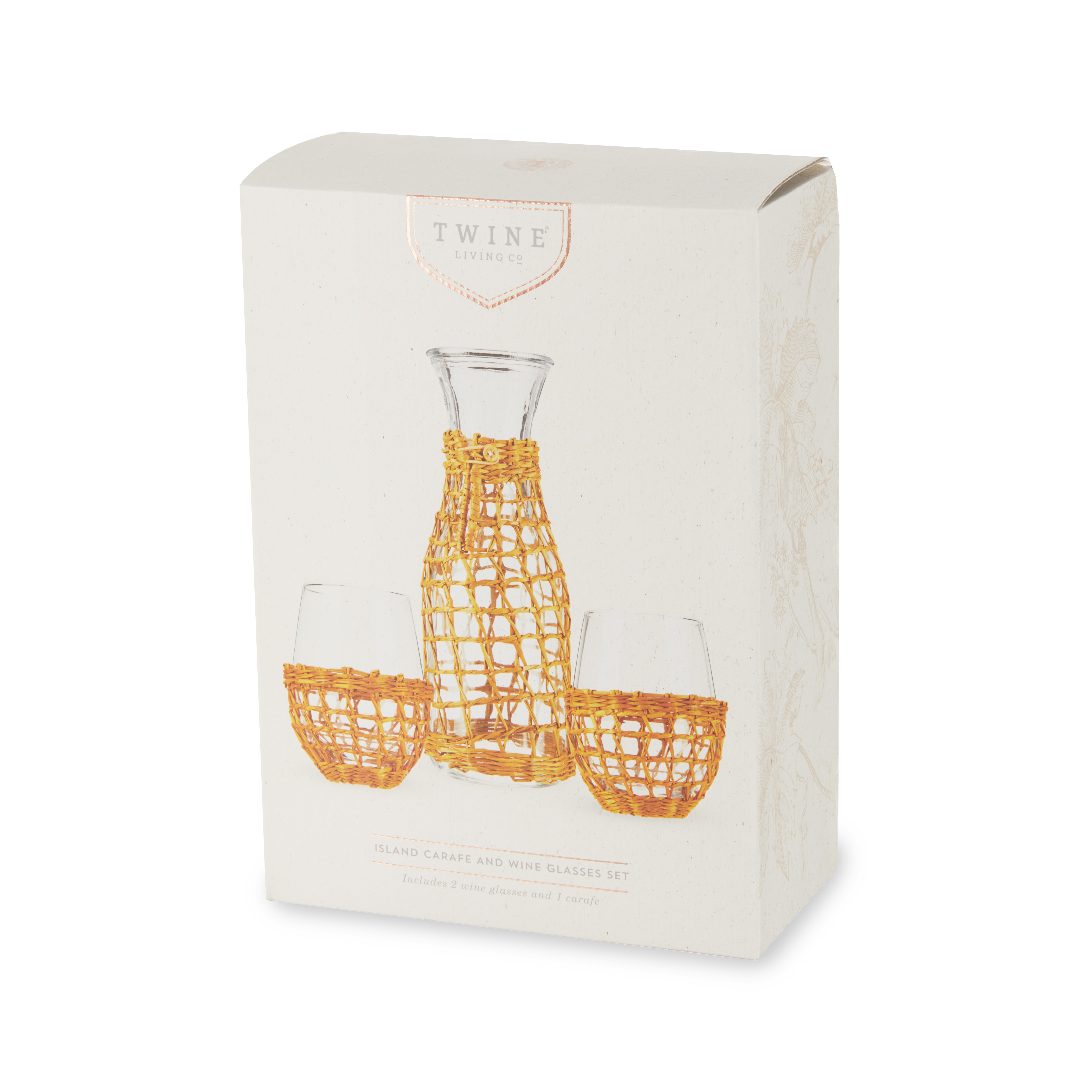 Twine Living® Island Carafe & Stemless Wine Glass Set 6