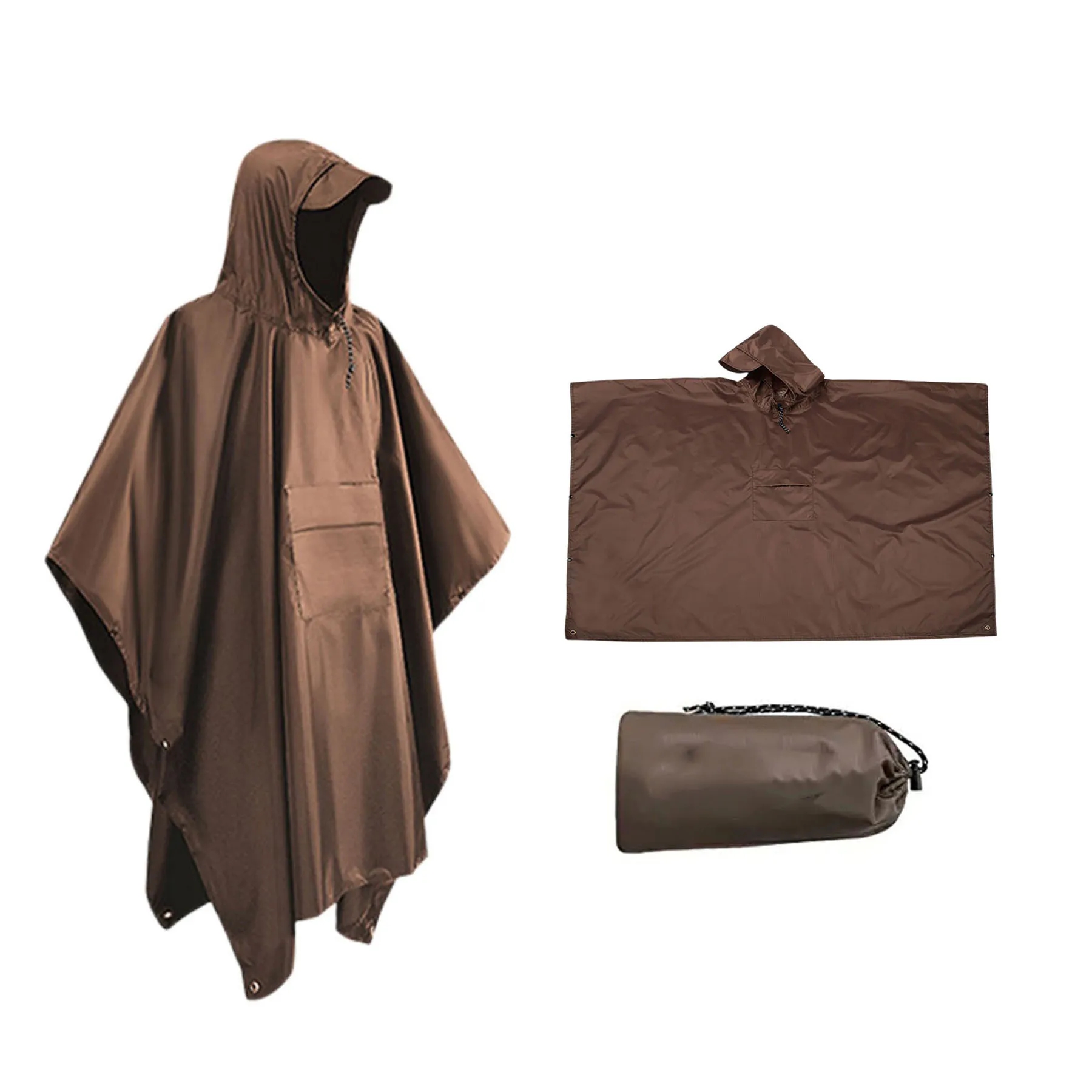 Hooded Rain Poncho With Pocket 3