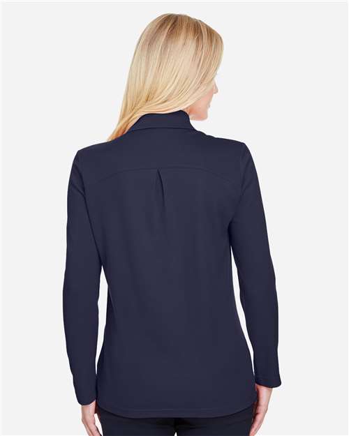 Women's CrownLux Performance® Plaited Long Sleeve Polo - DG20LW 9