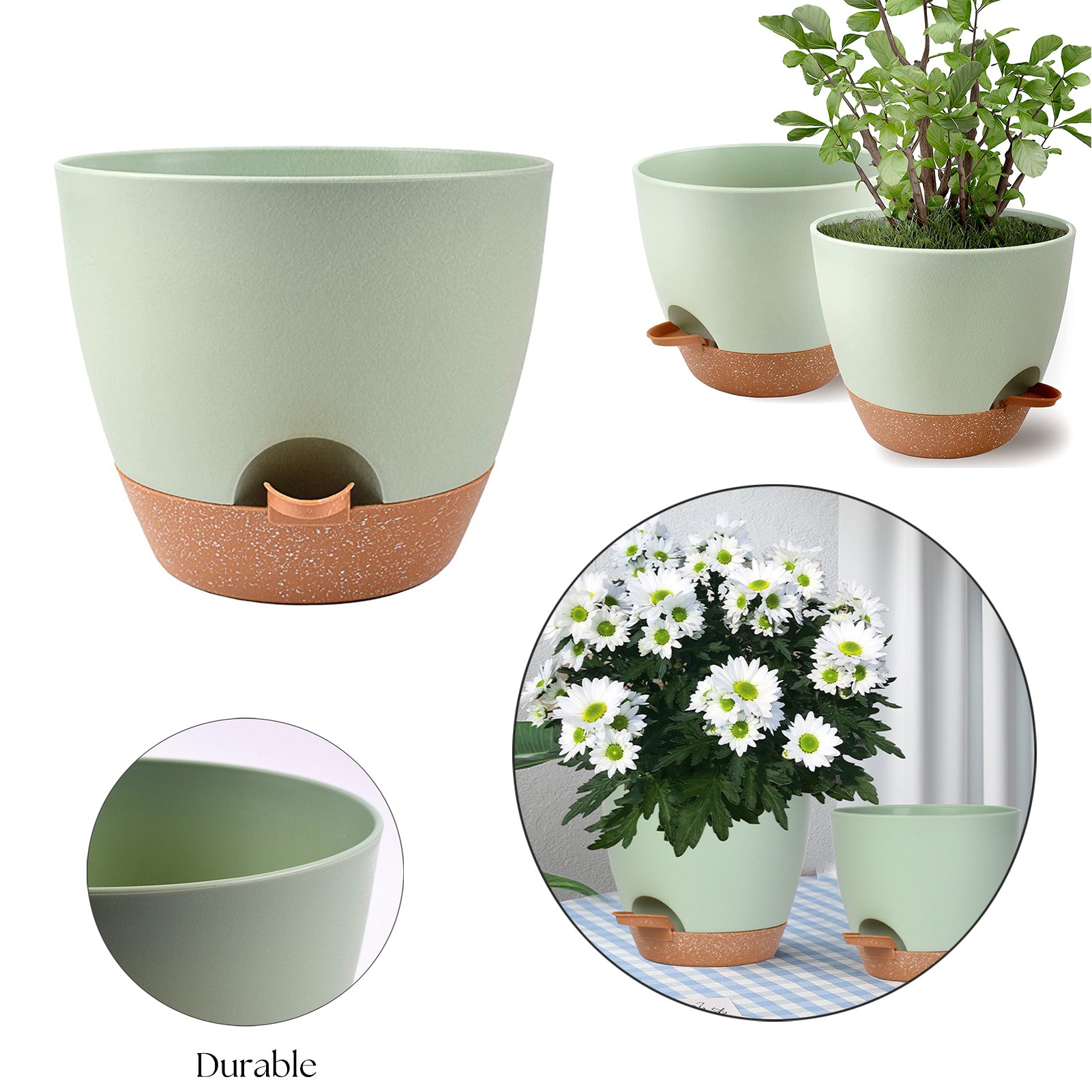 9 Inch Self Watering Flower Pot 2
