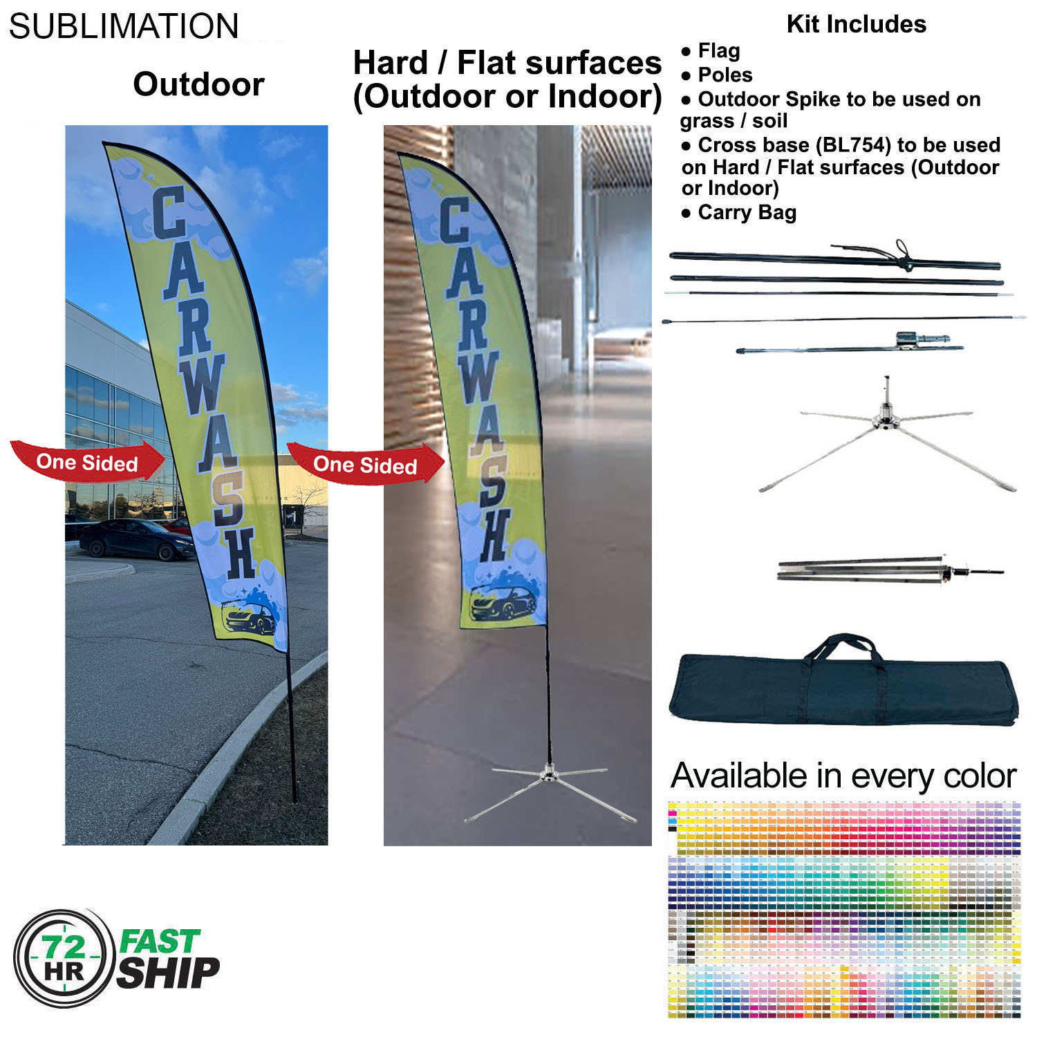 72Hr Fast Ship - 13' Medium Feather Flag Kit, Full Color Graphics One Side, Outdoor & Indoor use 16