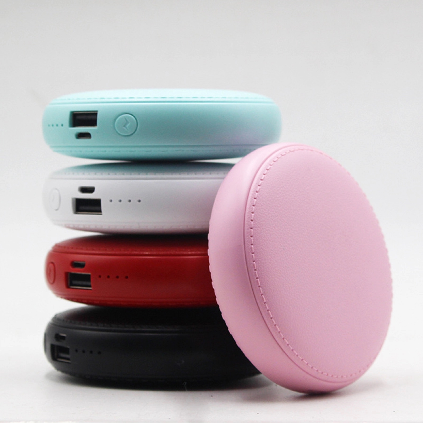 6000 mA Round Leather Grain Power Bank 3